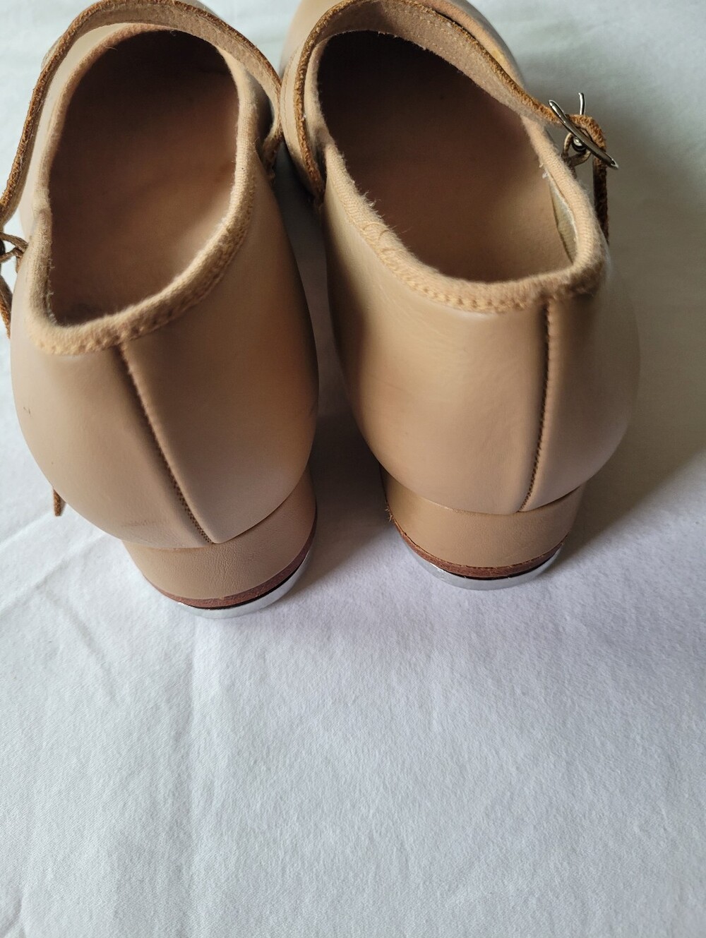 Bloch Tan Leather Mary Jane Ballet  Tap On Dance Shoes Buckle Strap Size 8 - Picture 3 of 5